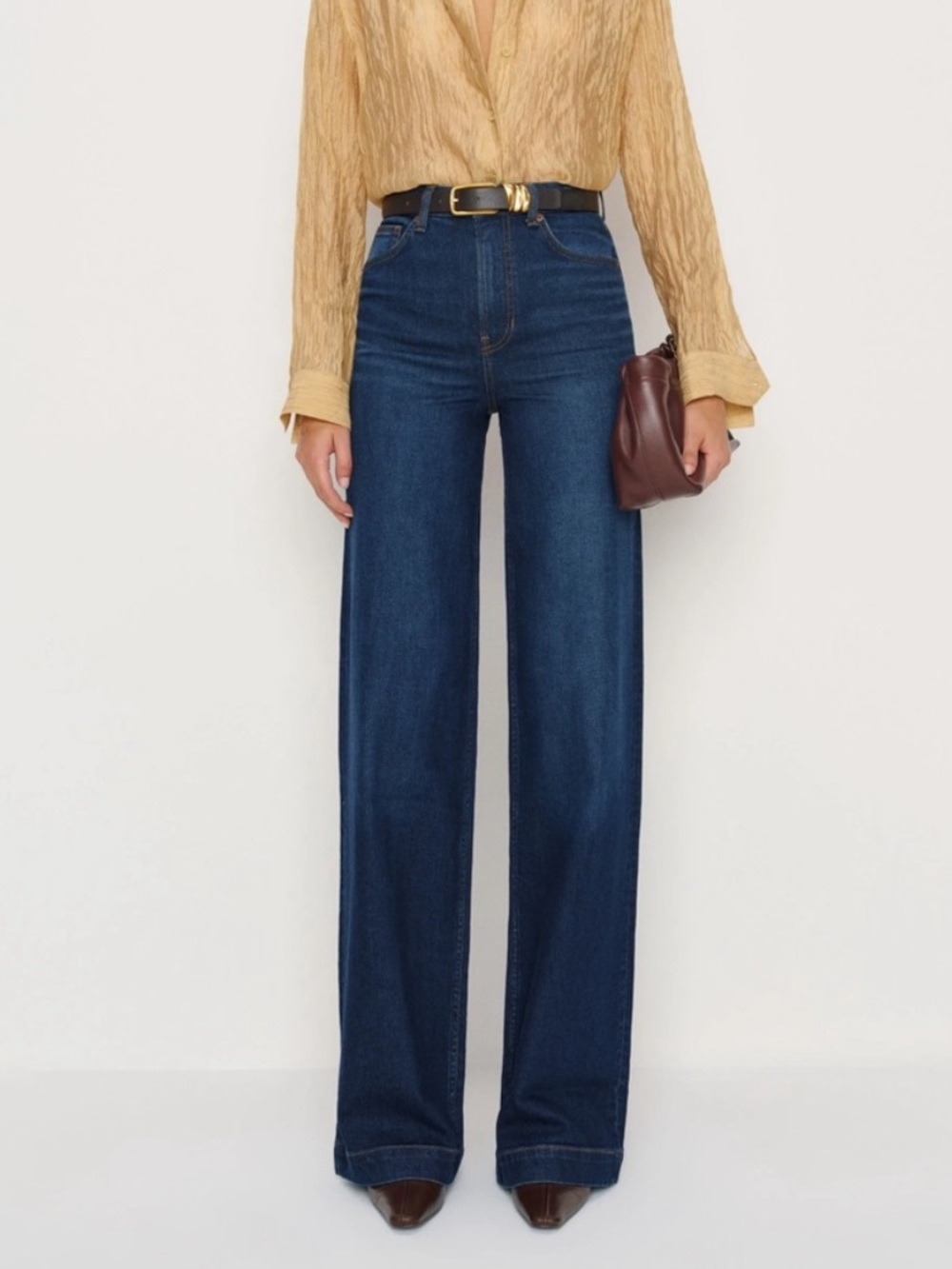 Reformation Bex Super Stretch High Rise Wide Leg Jeans dark Wash size 26 EUC